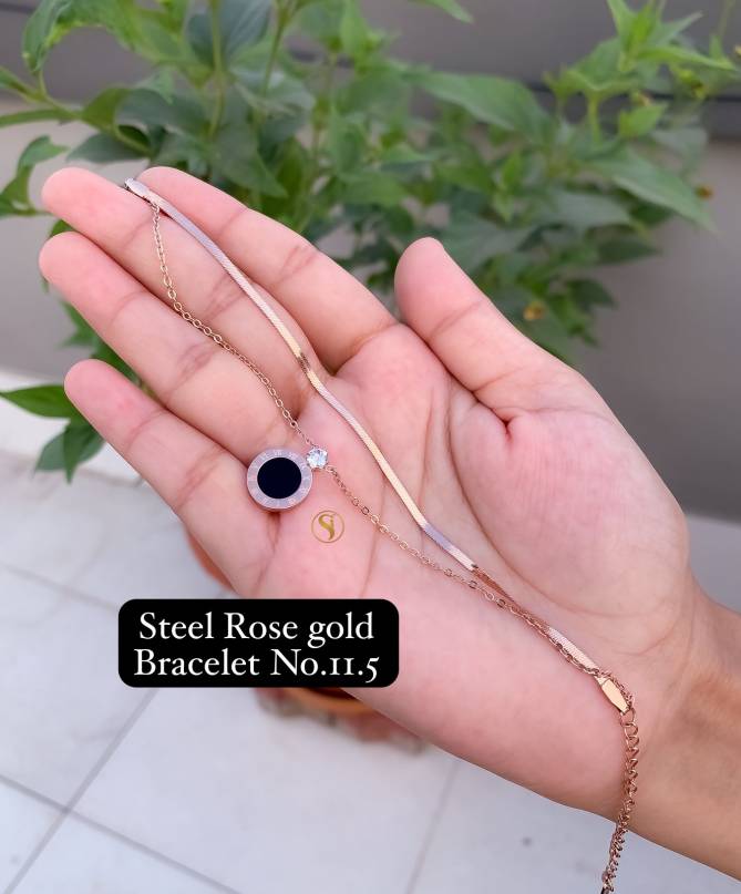 Daily Wear Designer Steel Rose Gold Bracelets Catalog
